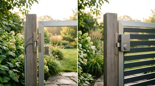 Comparaison entre gâche électrique et serrure motorisée pour portillon de jardin