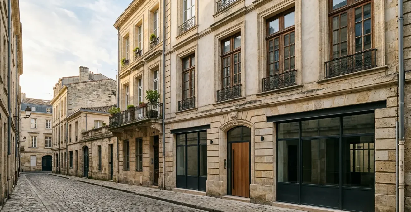 Façade d'une maison ancienne avec fenêtres en rénovation dans une zone protégée par les ABF