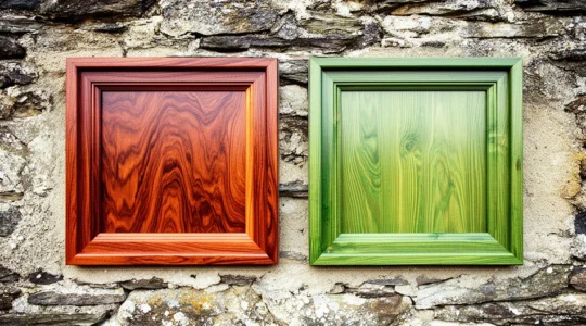 Comparaison visuelle entre bois exotique et bois traité pour menuiseries extérieures