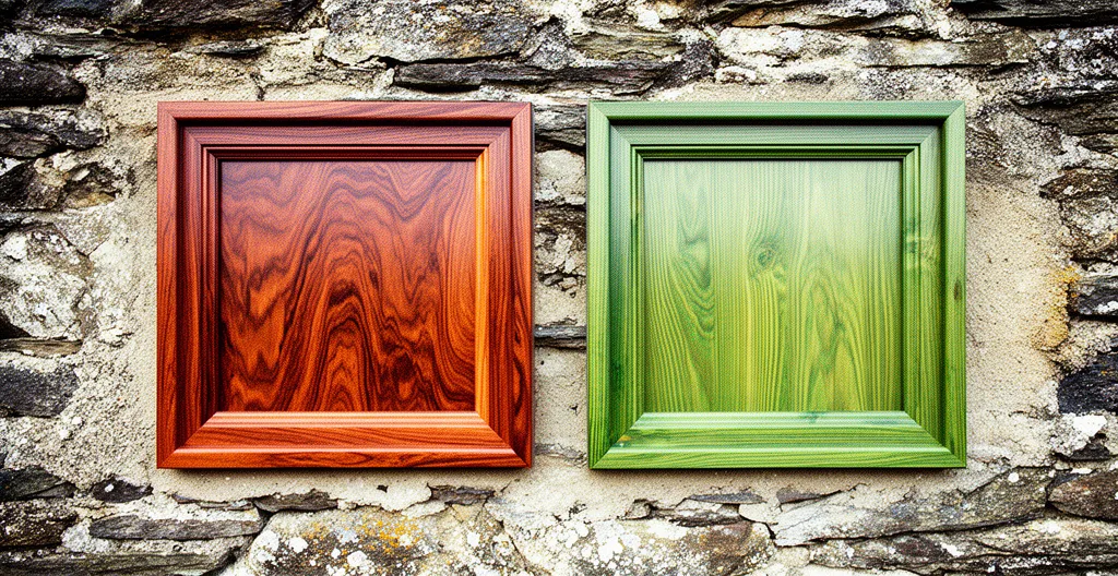 Comparaison visuelle entre bois exotique et bois traité pour menuiseries extérieures