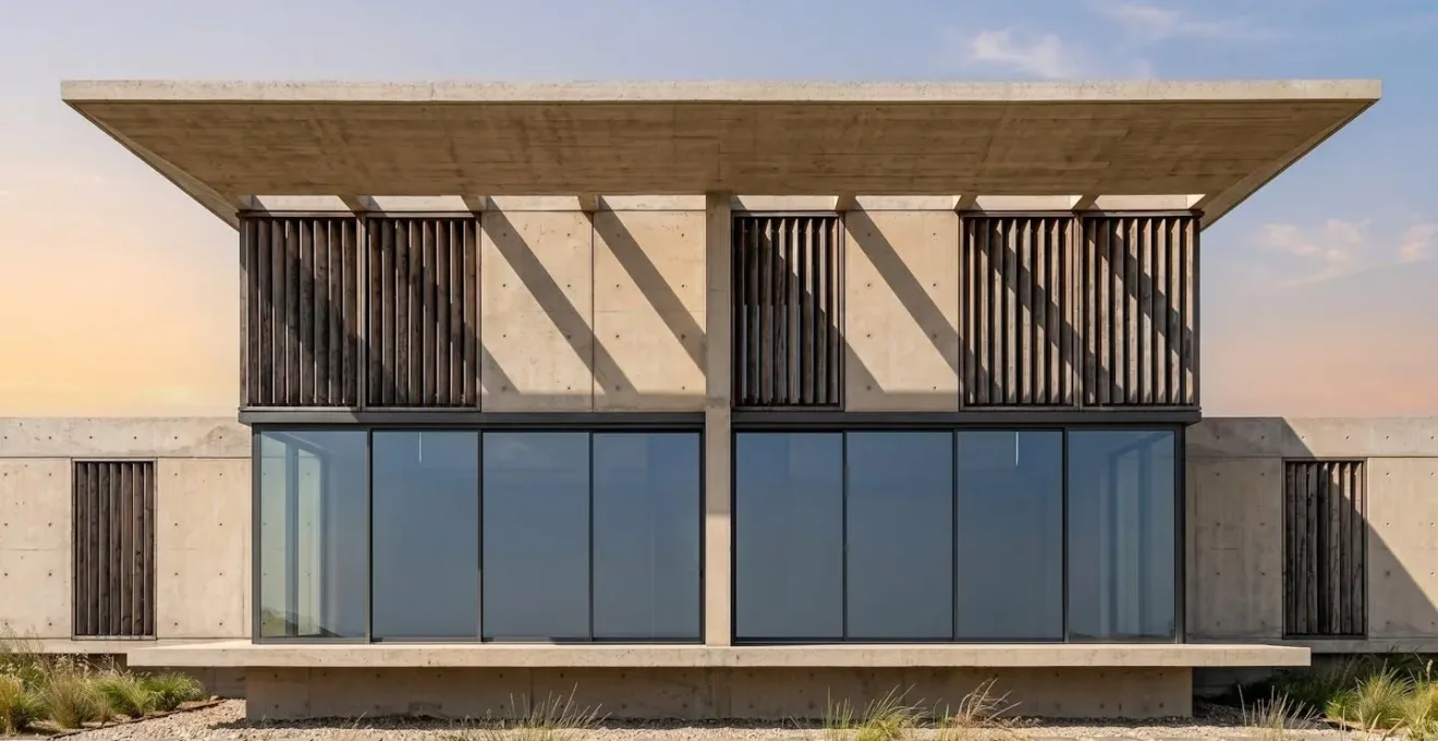 Coupe architecturale montrant l'ombre portée d'une casquette solaire en été et en hiver