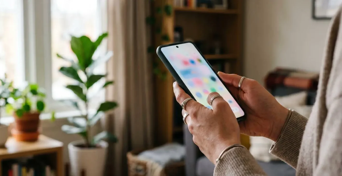 Main tenant un smartphone montrant une interface de gestion d'accès temporaire