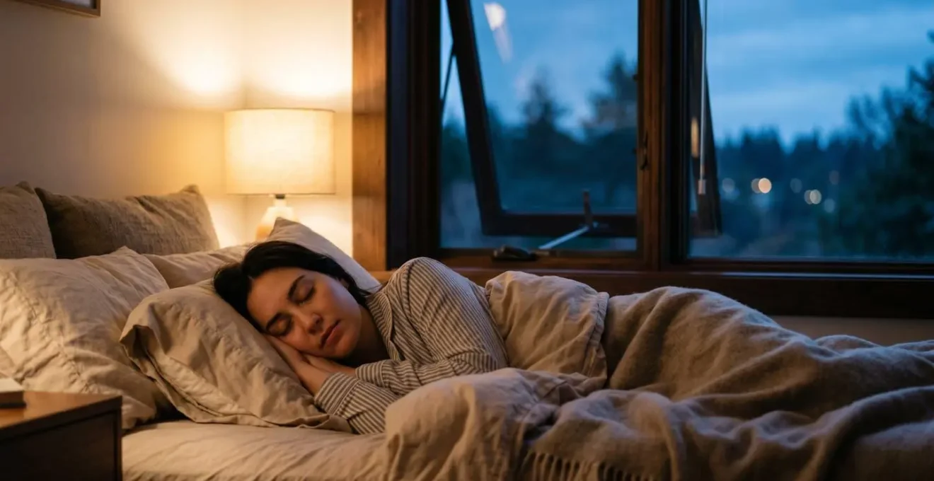 Fenêtre à auvent entrouverte sécurisée dans une chambre la nuit