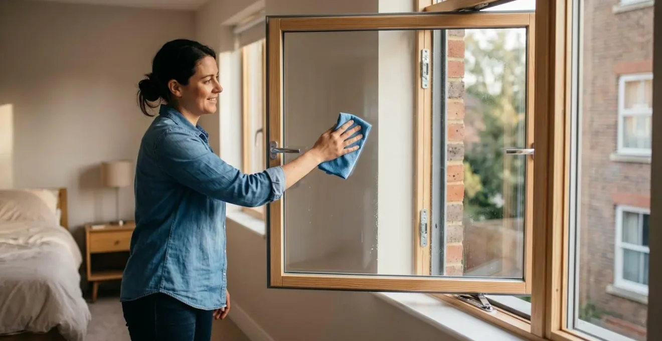 Fenêtre basculante permettant le nettoyage sécurisé depuis l'intérieur à l'étage