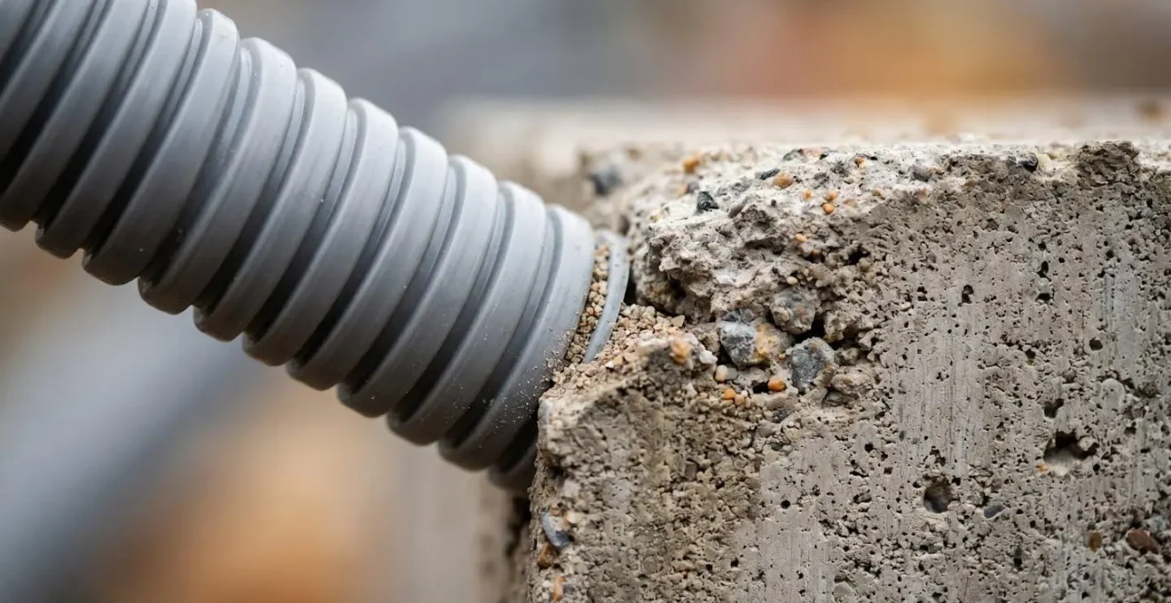 Vue macro détaillée d'une gaine électrique dans une micro-tranchée