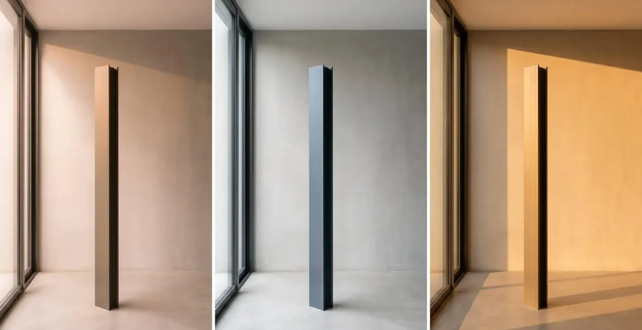 Échantillon de couleur RAL observé sous différentes conditions lumineuses montrant les variations de perception