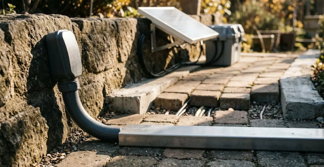 Schéma d'installation de câble d'alimentation pour portillon sans tranchée