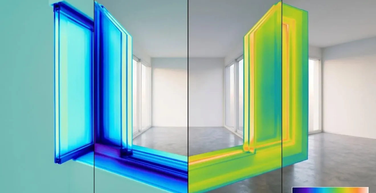 Image thermographique montrant la différence de température entre intercalaire aluminium et warm edge